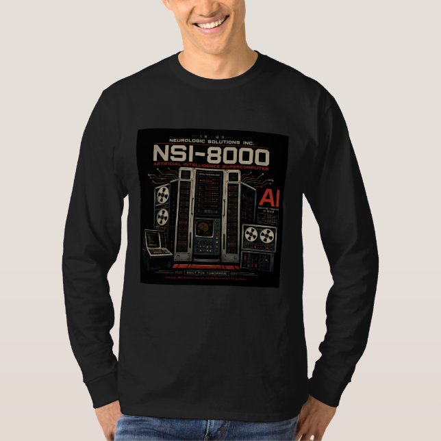 Retro Futuristisk AI Robot Dator Vaporwave Neon T Shirt (Framsida)