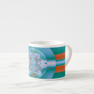 Retro Futuristisk Akva Korall Abstrakt Konst Espressomugg