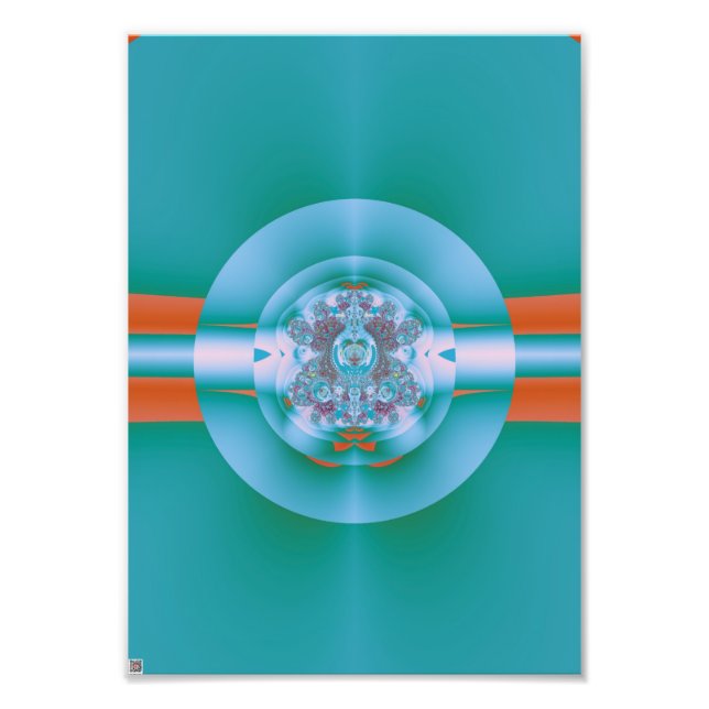 Retro Futuristisk Akva Korall Abstrakt Konst Fototryck (Framsidan)