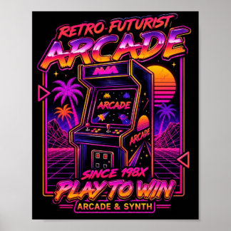 Retro Futuristisk Arkadsynthvåg Neon Spelposter Poster