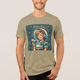 Retro Futuristisk Astro Flicka Martini Tid T Shirt