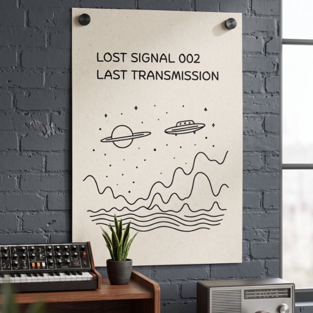 Retro Futuristisk Förlorad Signal Rymdöverföring Poster (Retro Futuristic Lost Signal Space Transmission Poster
)