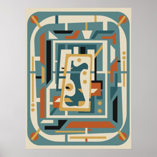Retro Futuristisk Mid Century Modern  Poster (Framsidan)