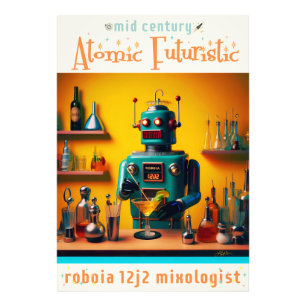 Retro Futuristisk Robot ROBIA 12J2 Mixolog Fototryck