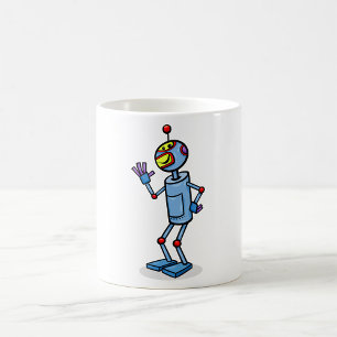 Retro Futuristisk Robotkaraktär som vinkar Kaffemugg