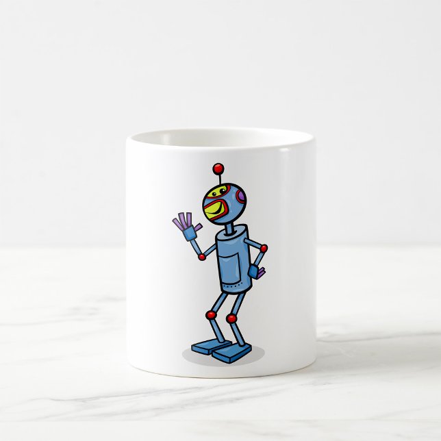 Retro Futuristisk Robotkaraktär som vinkar Kaffemugg (Skapare uppladdad)