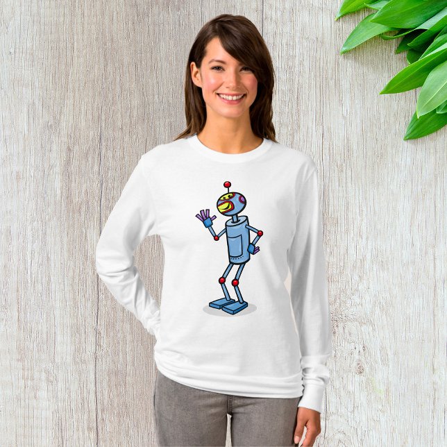 Retro Futuristisk Robotkaraktär som vinkar T Shirt (Skapare uppladdad)
