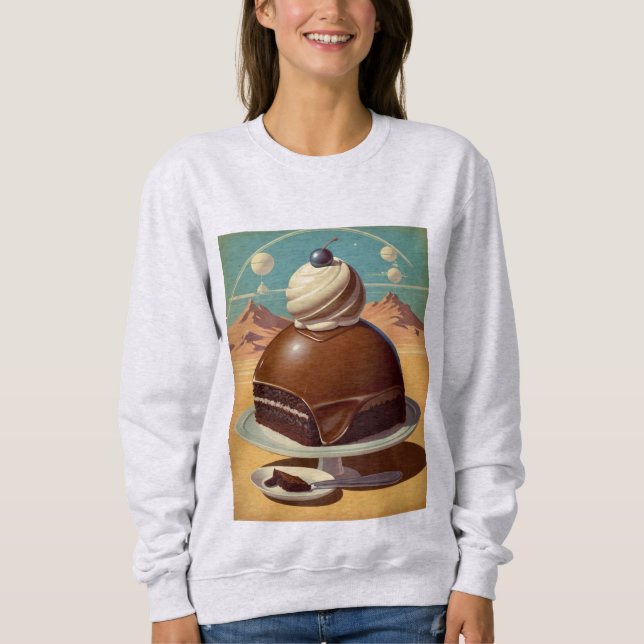 Retro futuristisk t-shirt med tårta  (Framsida)