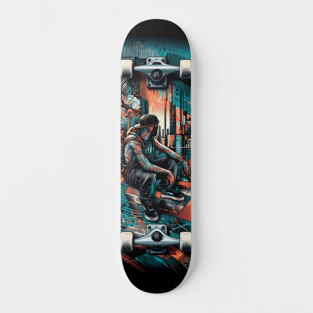 Retro-futuristisk Tech Street Art Skateboard 25 (Framsida)