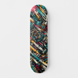 Retro-futuristisk Tech Street Art Skateboard 9