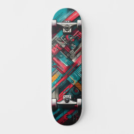 Retro-futuristisk teknik gatu konst skateboard 17