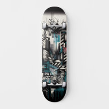 Retro-futuristisk teknik gatu konst skateboard 2