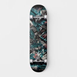 Retro-futuristisk teknik gatu konst skateboard 24
