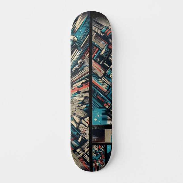 Retro-futuristisk teknik gatu konst skateboard 33 (Framsida)