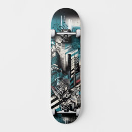 Retro-futuristisk teknik-gatukonst skateboard 1