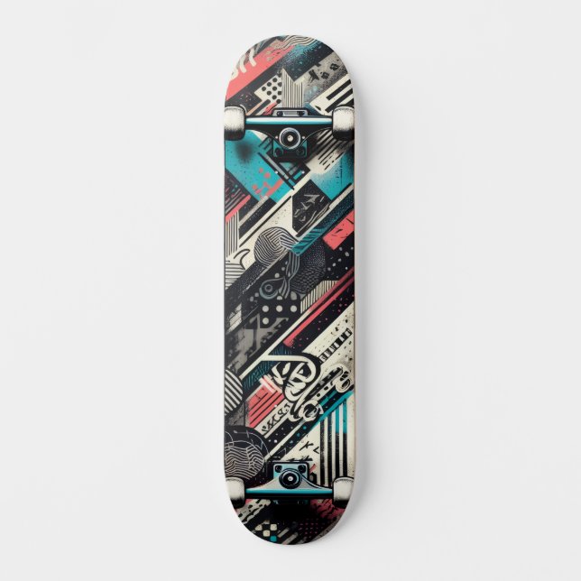 Retro-futuristisk teknik-gatukonst skateboard 30 (Framsida)