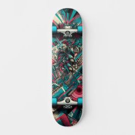 Retro-futuristisk teknik gatuskonst skateboard 8