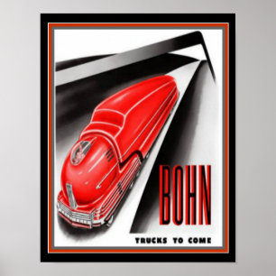 Retro Futuristiska Bohn Lastbil och Skriv ut 11 x Poster