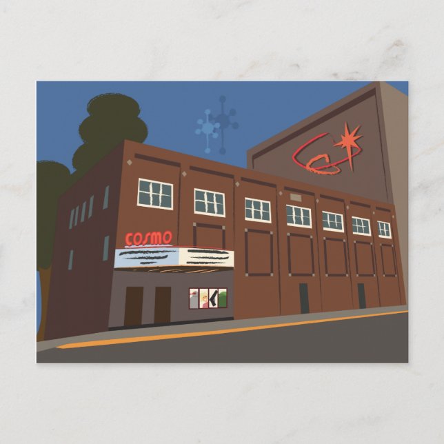 Retro-Futuristiska Cosmo Theater, Merrill, WI Vykort (Framsida)
