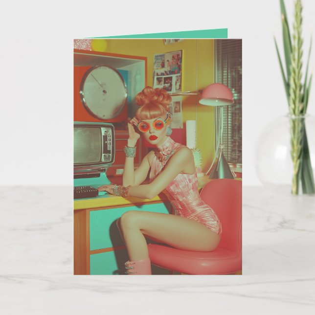 Retro Futuristiska Glam Aesthetic Inbjudan (Framsida)