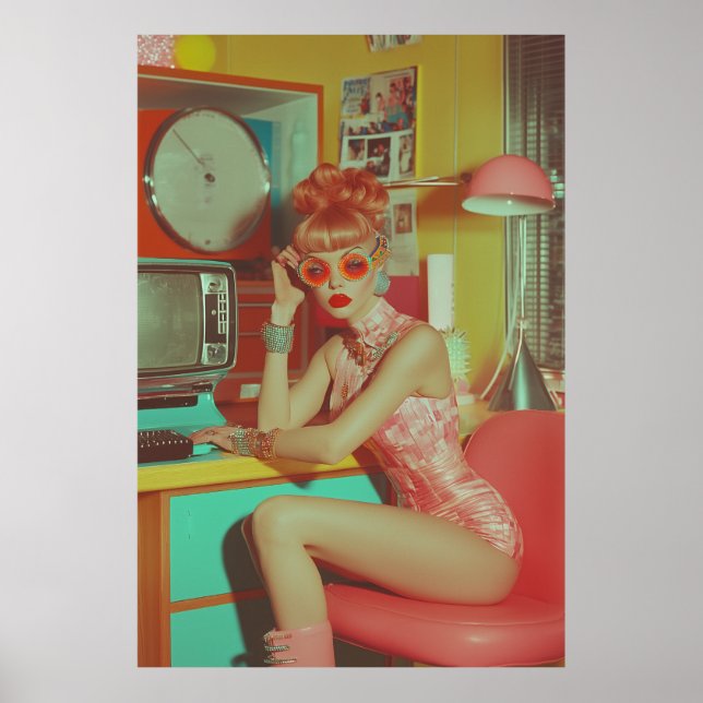 Retro Futuristiska Glam Aesthetic Poster (Framsidan)
