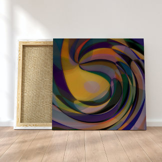 Retro Futuristiska Radial Swirl Vinkarare Art Möns Canvastryck