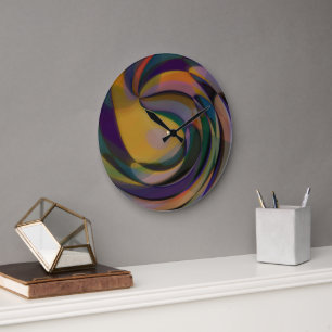 Retro Futuristiska Radial Swirl Vinkarare Art Möns Stor Klocka