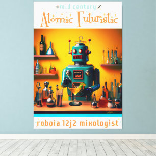 Retro Futuristiska Robot ROBIA 12J2 Mixolog Canvastryck