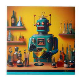 Retro Futuristiska Robot ROBIA 12J2 Mixolog Kakelplatta