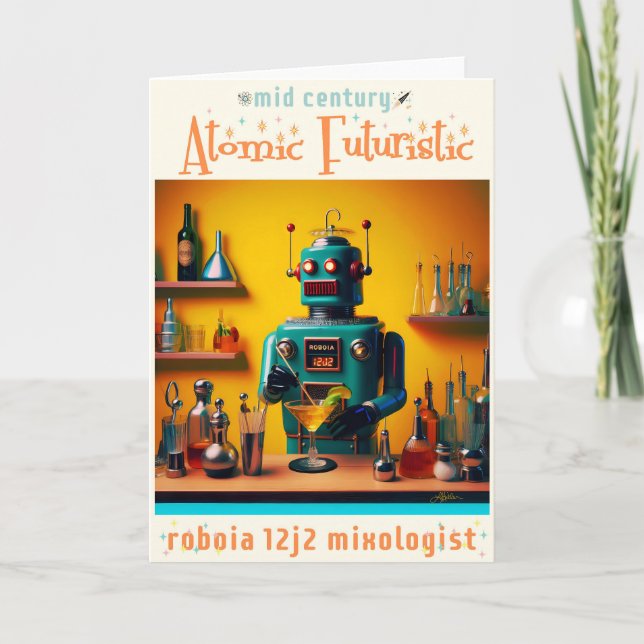 Retro Futuristiska Robot ROBIA 12J2 Mixolog Kort (Framsida)