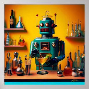 Retro Futuristiska Robot ROBIA 12J2 Mixolog Poster