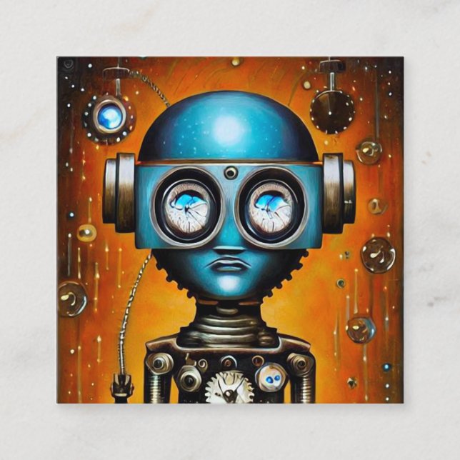 Retro Futuristiska Robot Tilläggskort (Framsida)