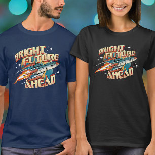 Retro Futuristiska Science fiction Rocket Typograp T Shirt