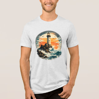Retro fyr Solnedgång Kustnära Oceanäventyr Vi T Shirt