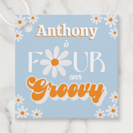 Retro Fyra Groovy Boys 4e födelsedagen Gåvor Etiketter