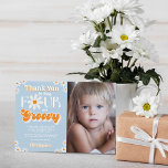 Retro Fyra Groovy Boys 4e födelsedagen Photo Tack Kort<br><div class="desc">Säg tack i stil med trendiget 4e födelsedagen tack för era kort. Mallformuleringen är enkel att anpassa och din familj och dina vänner kommer att bli glada när de får dessa fantastiska tack.</div>