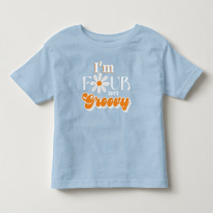 Retro Fyra Groovy Boys 4e födelsedagen T Shirt