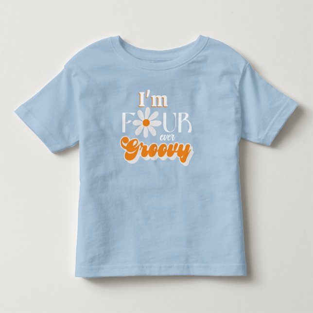 Retro Fyra Groovy Boys 4e födelsedagen T Shirt (Framsida)