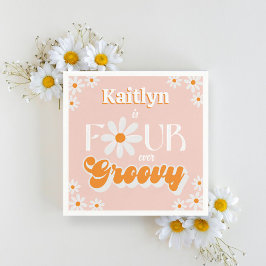 Retro Fyra Groovy Girls 4e födelsedagen Pappersservett