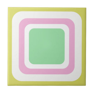 Retro Fyrkant Pastell Grön Rosa Vit Kakelplatta