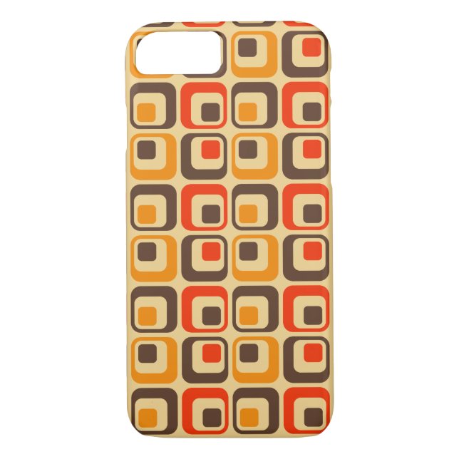 Retro-fyrkanter Mönster - Red, Brown & Orange Case-Mate iPhone Skal (Baksida)