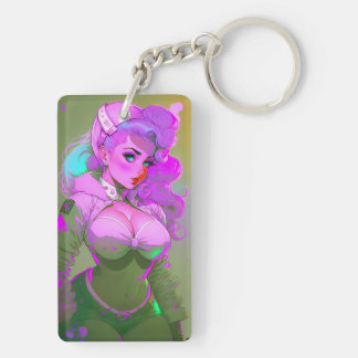 Retro Galactic Pinup Girl Acrylic Keychain
