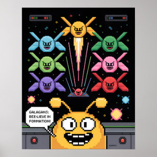 Retro Galaga Galagans Affisch