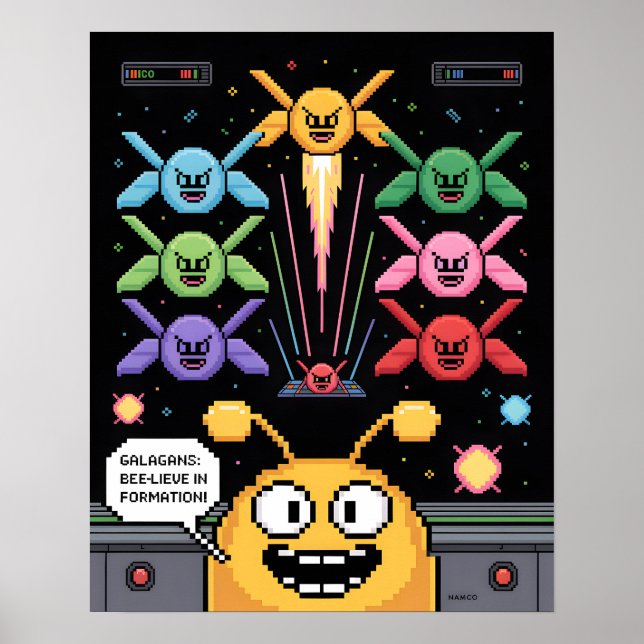 Retro Galaga Galagans Affisch (Framsidan)