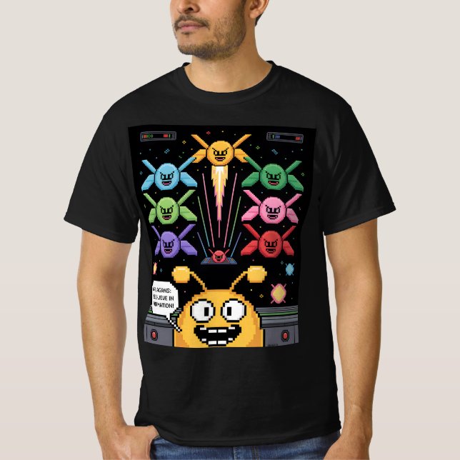Retro Galaga Galagans T-Shirt - Bee-lieve in Forma (Framsida)