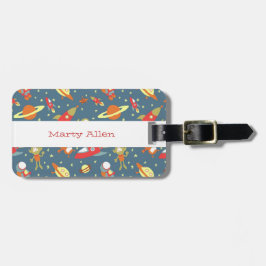 Retro Galaxy Rymden Rockets & Astronauter Bagagebricka