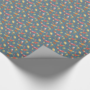 Retro Galaxy Rymden Rockets & Astronauts Presentpapper