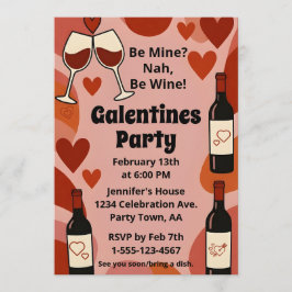 Retro Galentine Be Wine Fun Party Personalized Inbjudningar
