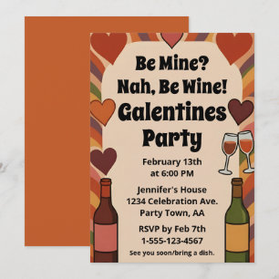 Retro Galentine Var Vin Rolig Fest Personlig Inbjudningar
