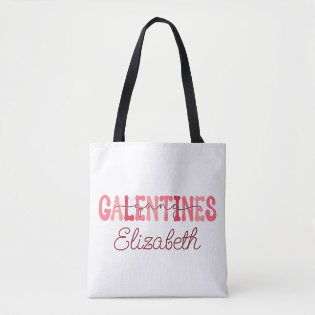 Retro "Galentines Gang" eget namn T-Shirt Tygkasse (Framsida)